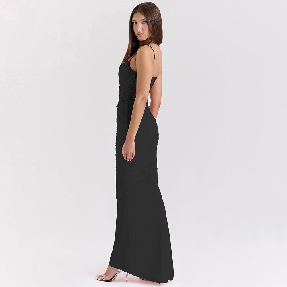 Sweetheart Strappy Corset Bodice Fishtail Maxi Dress 5