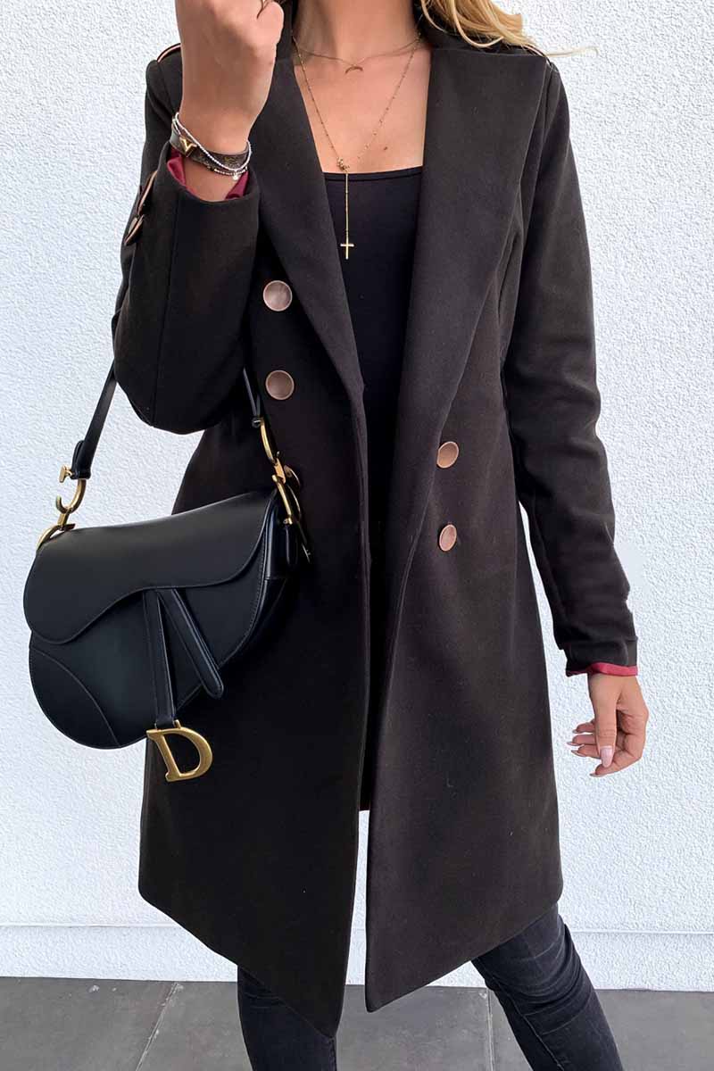Florcoo Solid Color Sexy Coat With Buttons(3 Colors)