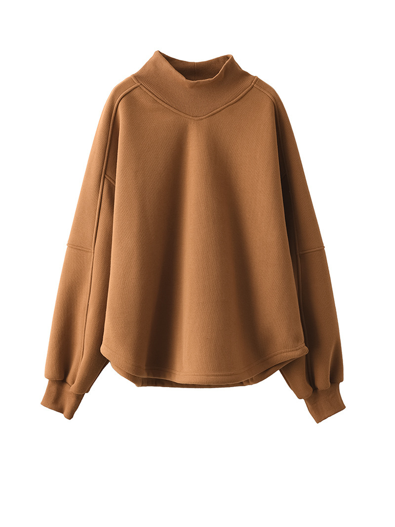 Long sleeves Pullover Plus Fleece Casual Sweater Loose Top - Fashionpara