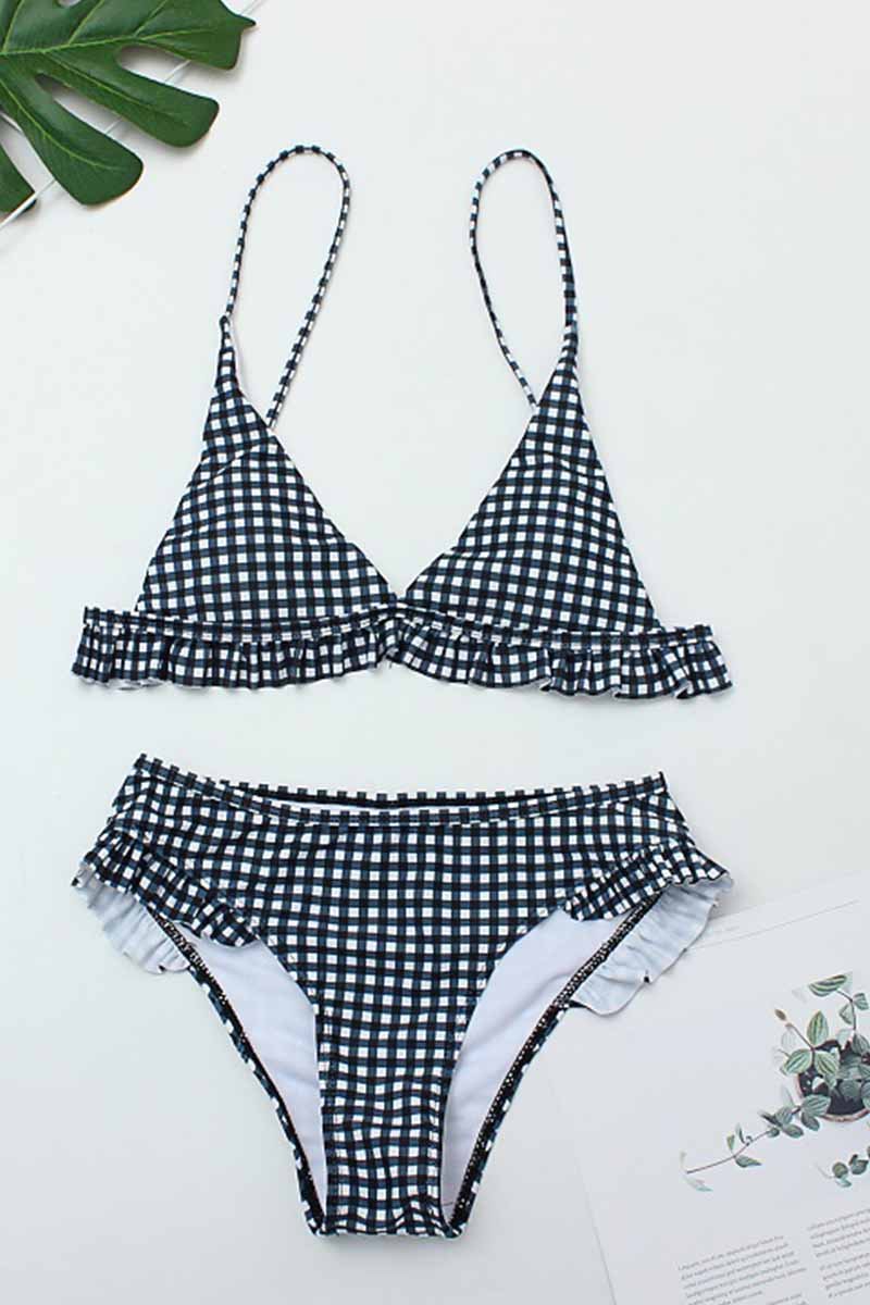 Florcoo Plaid Split Swimsuit