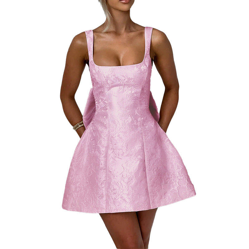 Jacquard Square-Neck Fit-and-Flare Mini Dress 5