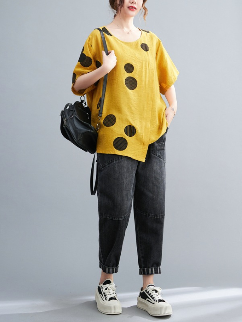The Natural Cotton Round Neck Tops - Fashionpara