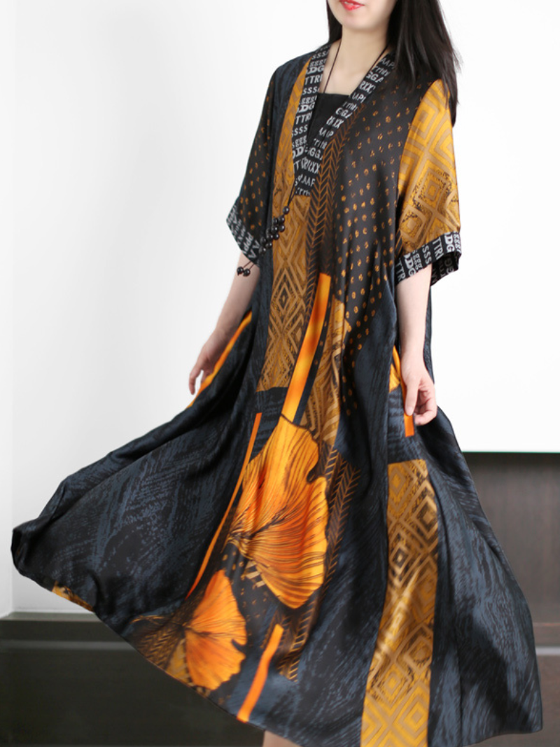 Just My Type Loose V-neck A-line Dress - Fashionpara