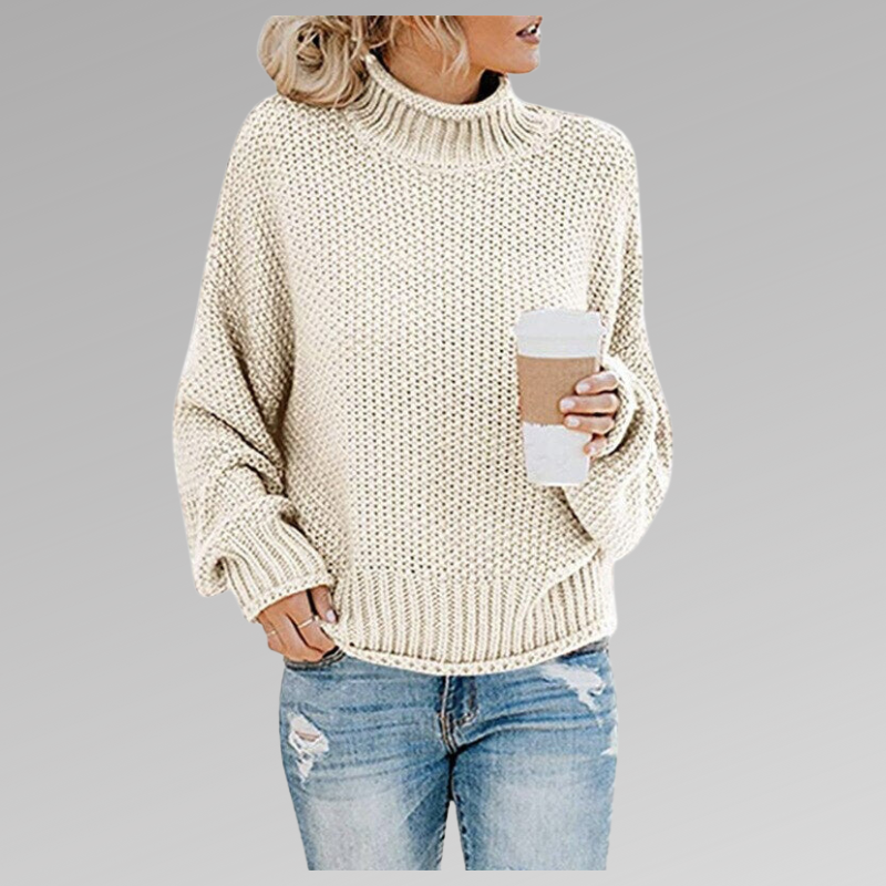 Turtleneck Drop Shoulder Chunky Knit Sweater 8
