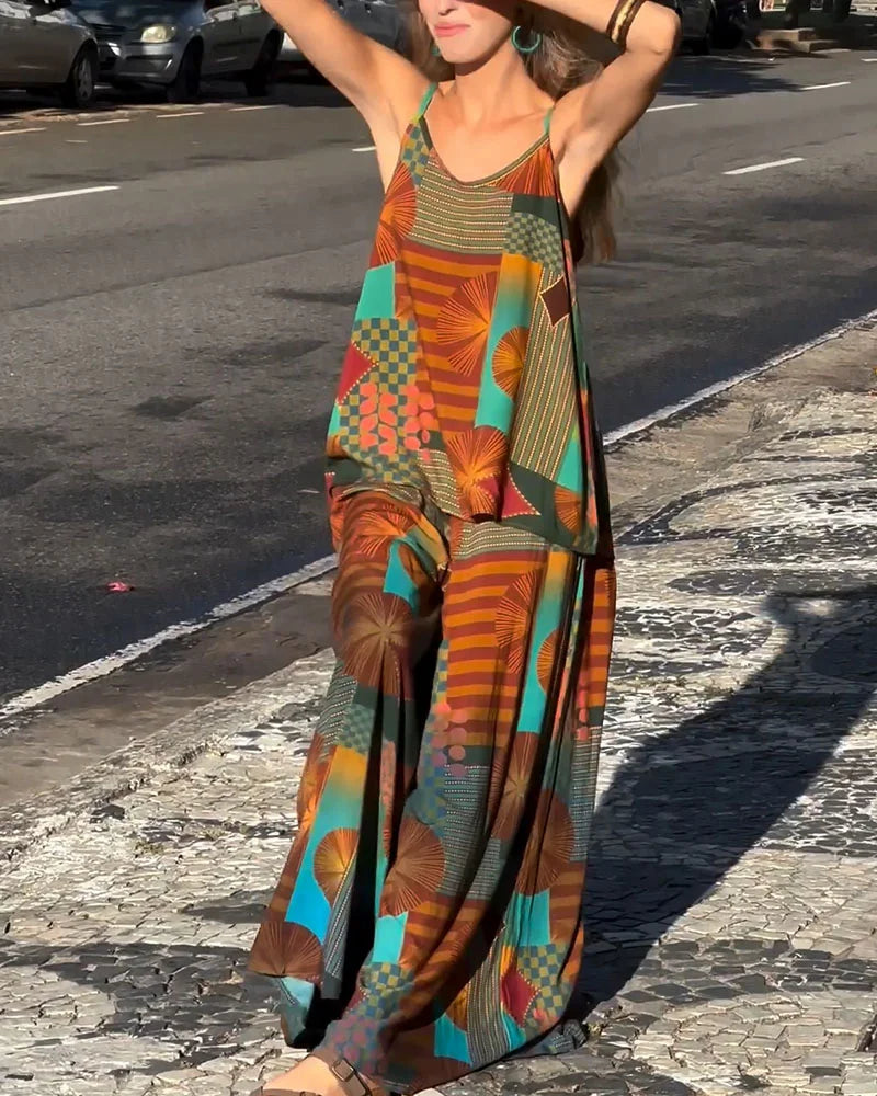 Resort style loose printed two piece set - Fashionpara