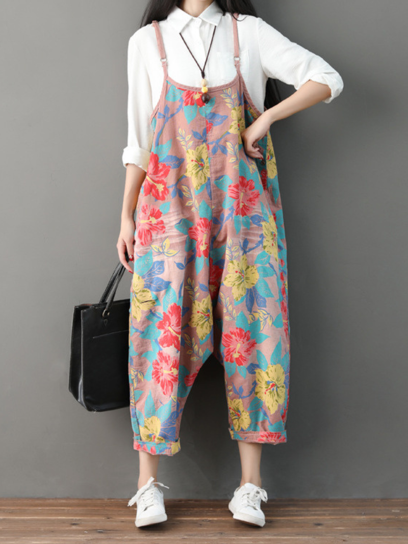 Everyday Wear Casual Flowers Bibs Overalls - Fashionpara