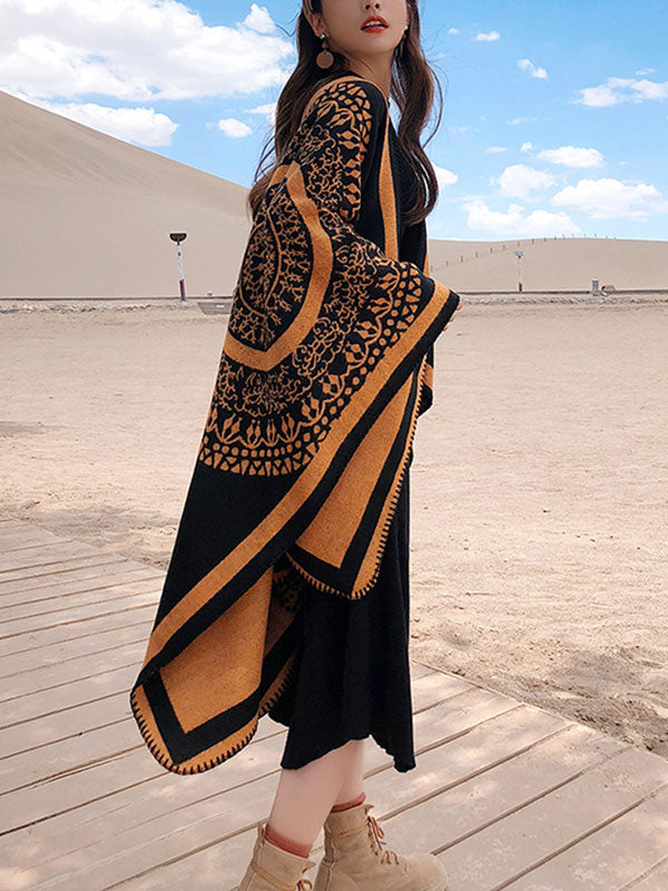 Black Ethnic Print Cloak Cardigan 4