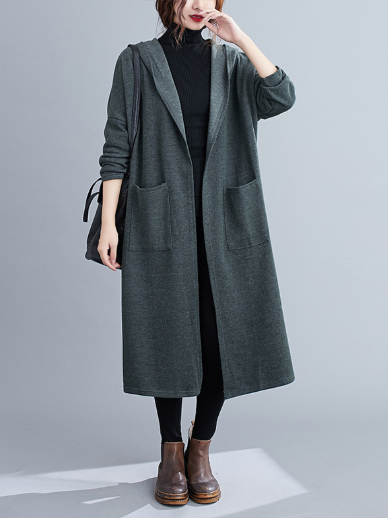 Fashionable Cardigan Mid-Length Long-Sleeved Thin Pocket Coat - Fashionpara