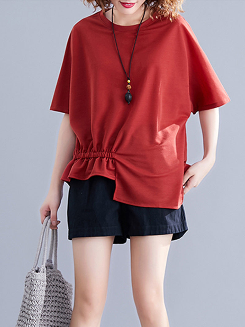 Lover's Leap Elastic Waist Style Basic Tops - Fashionpara