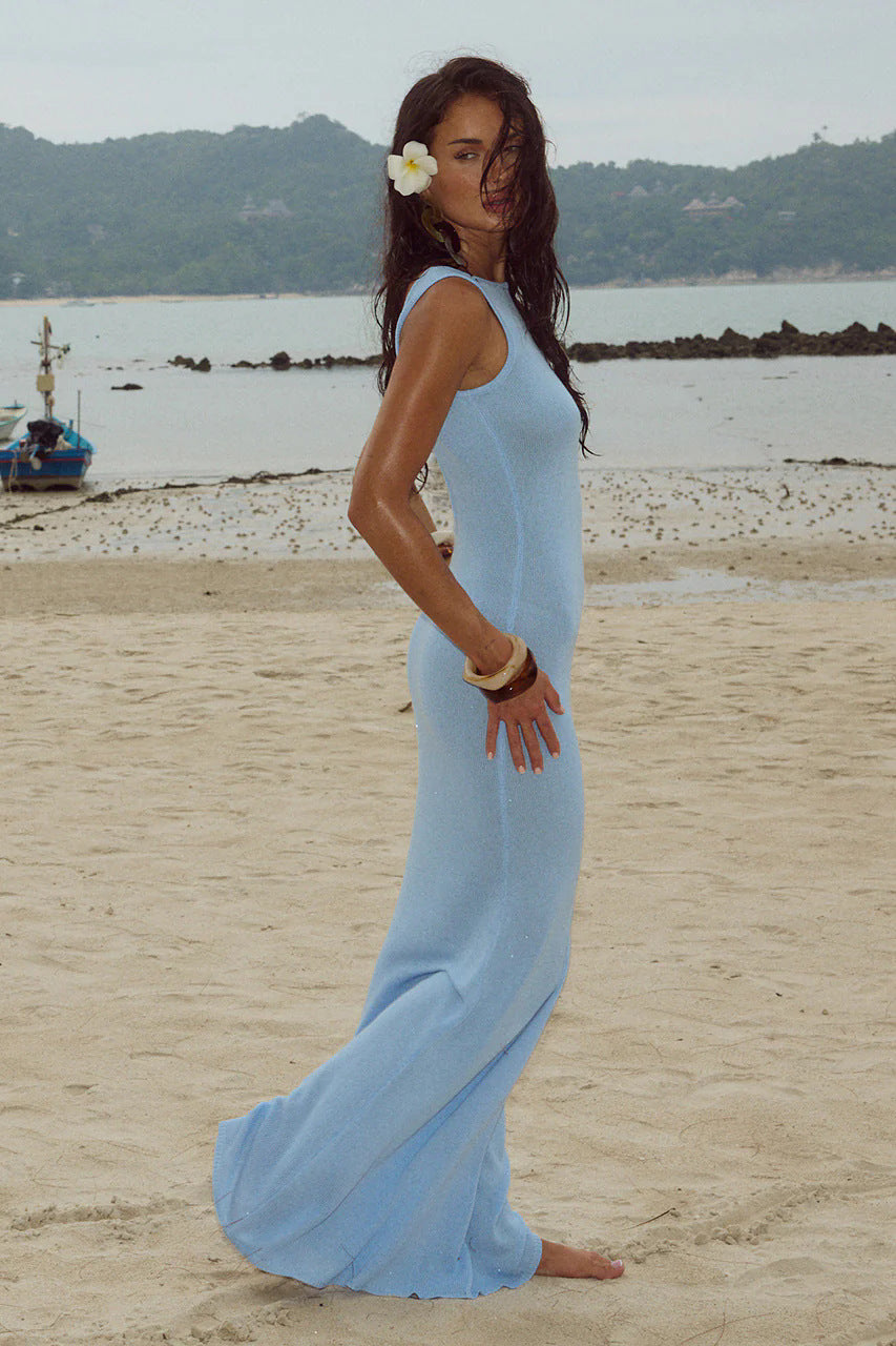 Fine-Knit High-Neck Sleeveless Bodycon Maxi Dress 4