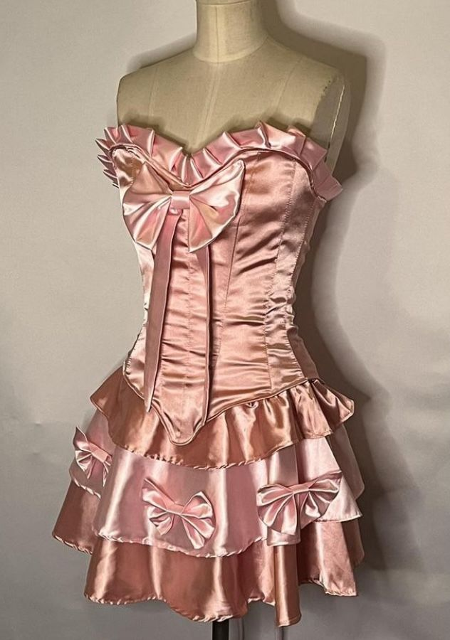 Sweet Strapless Satin A Line Homecoming Dress Pink Mini Prom Dress S314