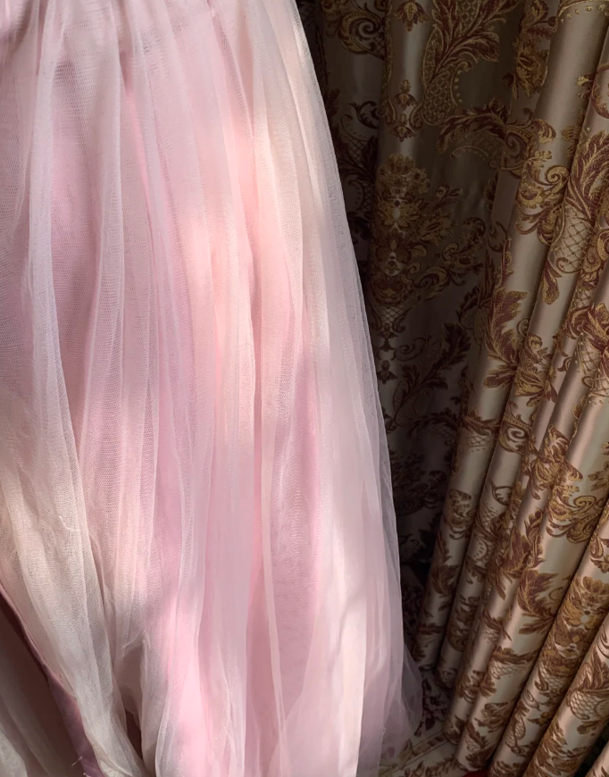 Sweet Pink Off The Shoulder Tulle A Line Long Birthday Party Dress Formal Wedding Guest Dress D1712