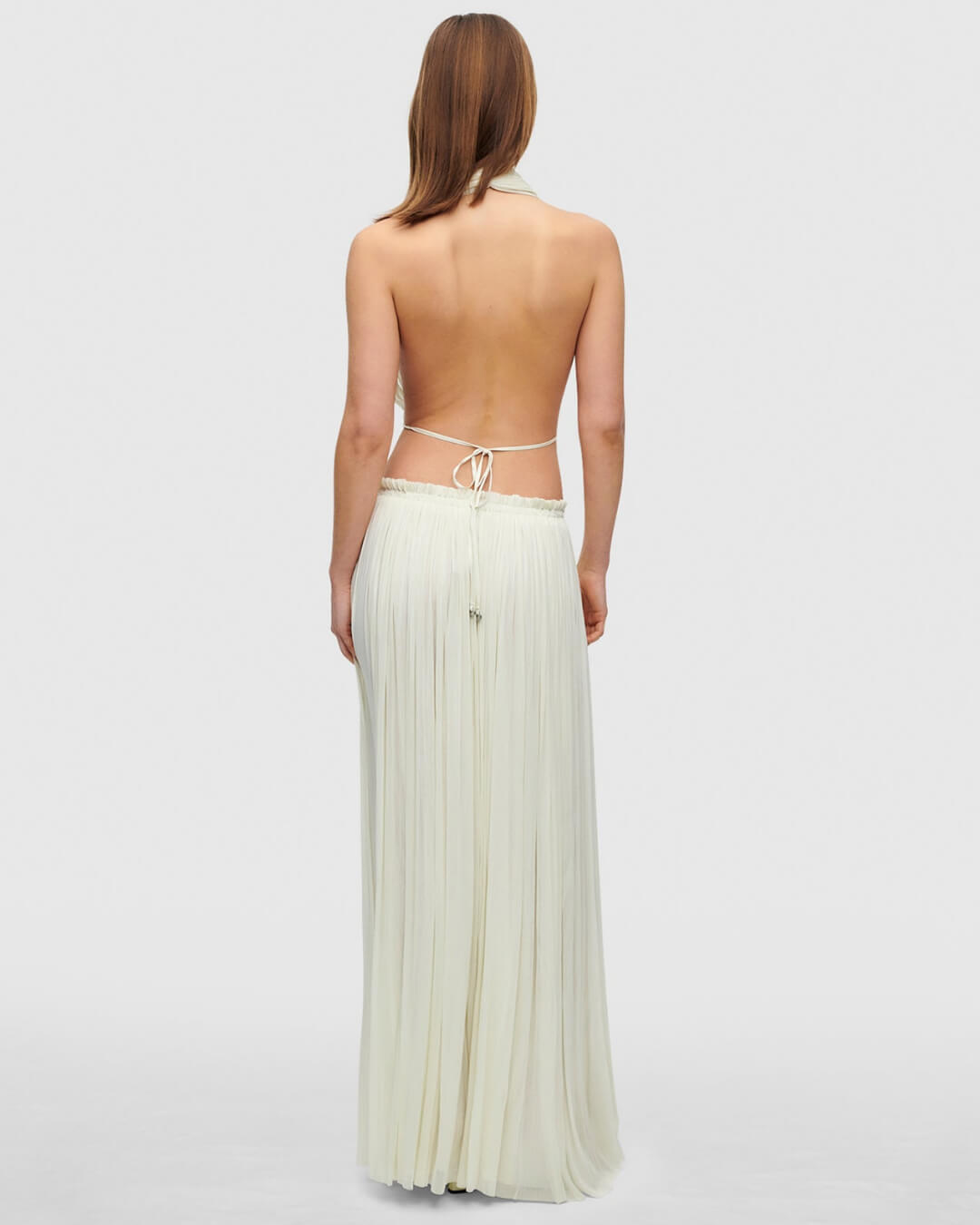 Tulle Pleated Elastic Waist Back LACE-UP Adjustable Halter Tank&Skirt - Fashionpara