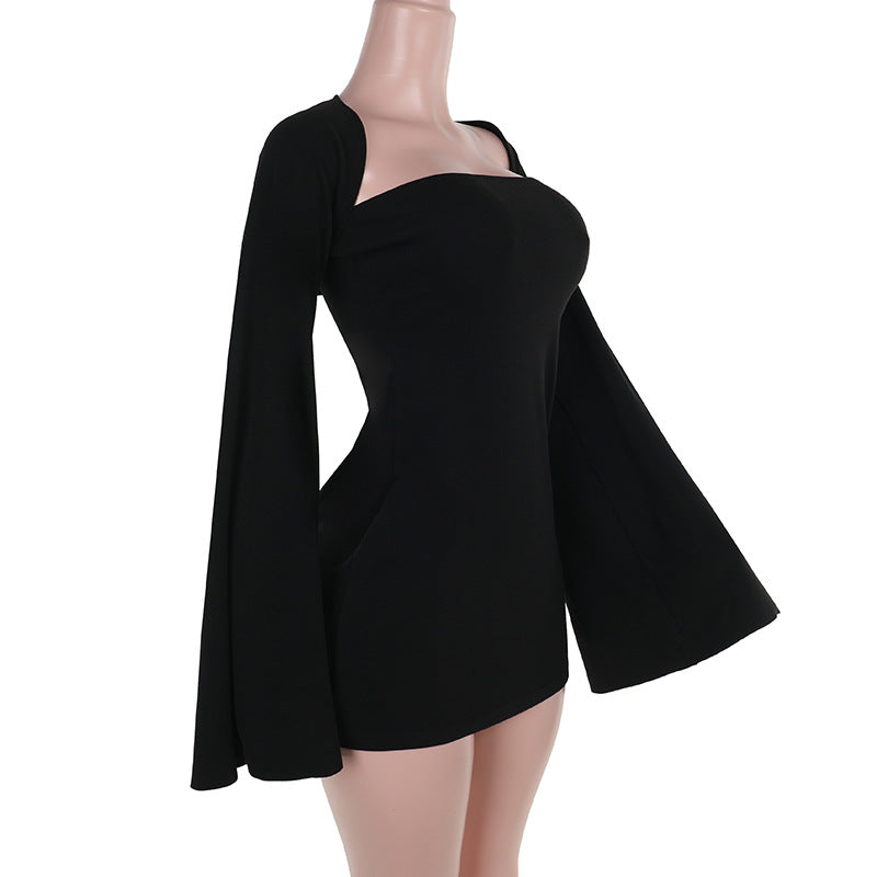 Strapless Flared-Sleeve Ruched Bodycon Mini Dress 5
