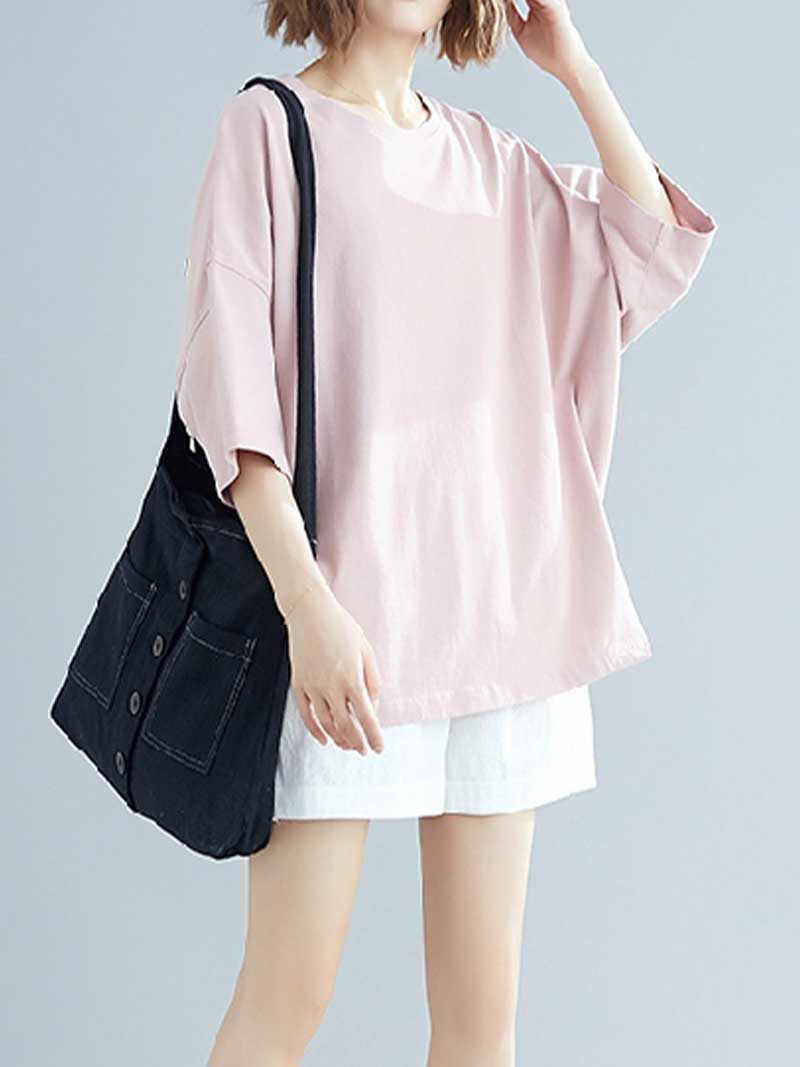 Foggy Day Round Neck Plain Top - Fashionpara