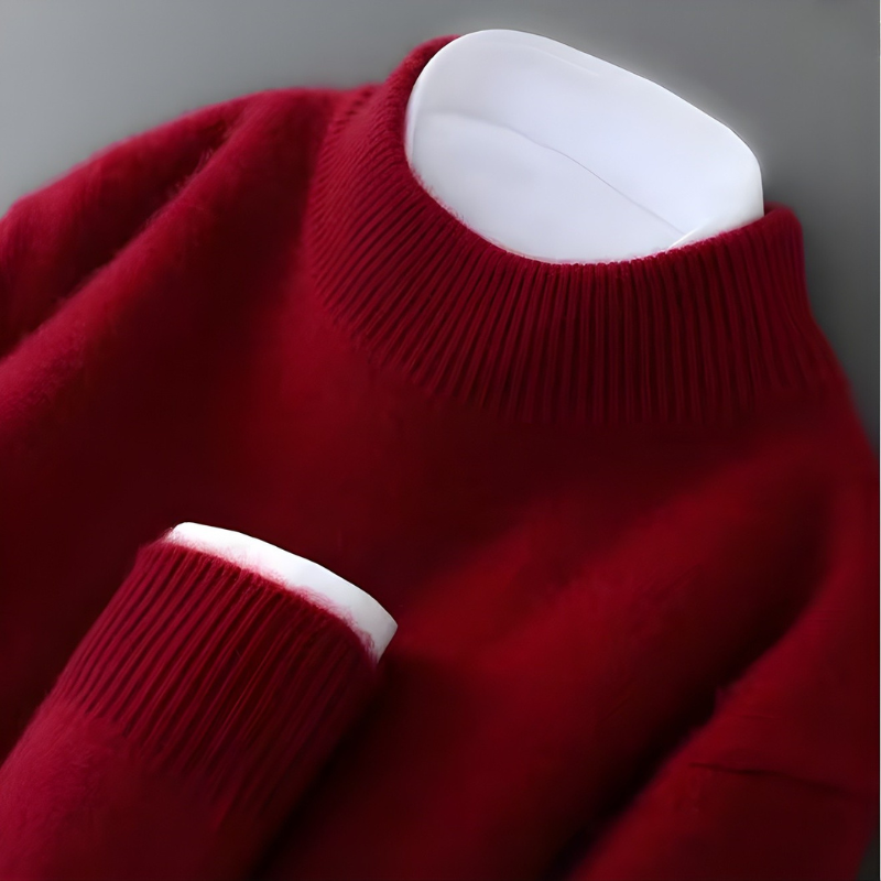 Mock Neck Ribbed Trim Knit Sweater 9