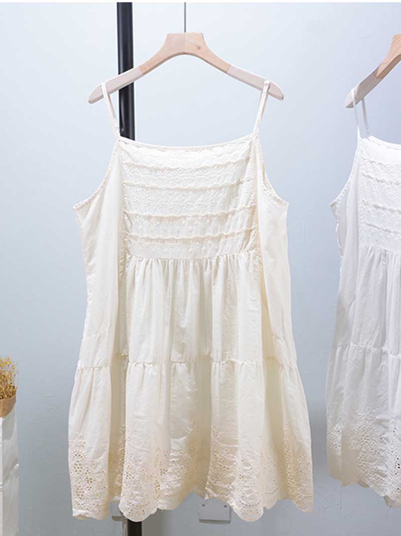 Steal the look Cotton Embroidery Slip Vest - Fashionpara