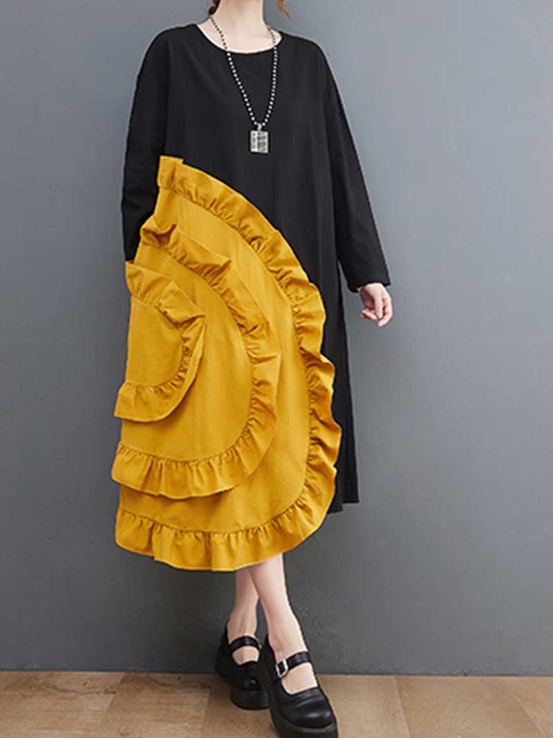 Stylish Ruffle A-Line Dress - Fashionpara