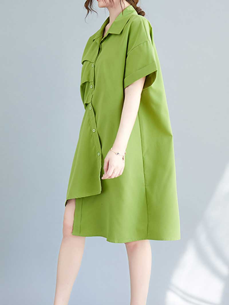 Cotton Short Sleeves Shirt Dress 8