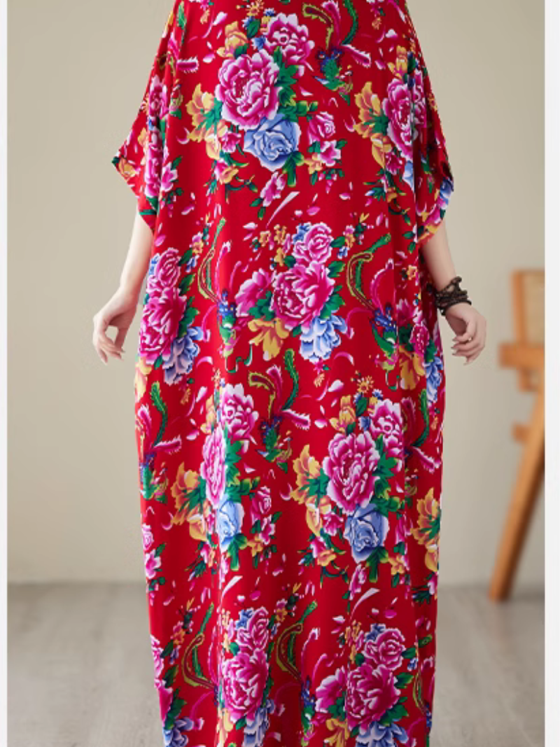 Elegance Cool Flower Kaftan Dress - Fashionpara