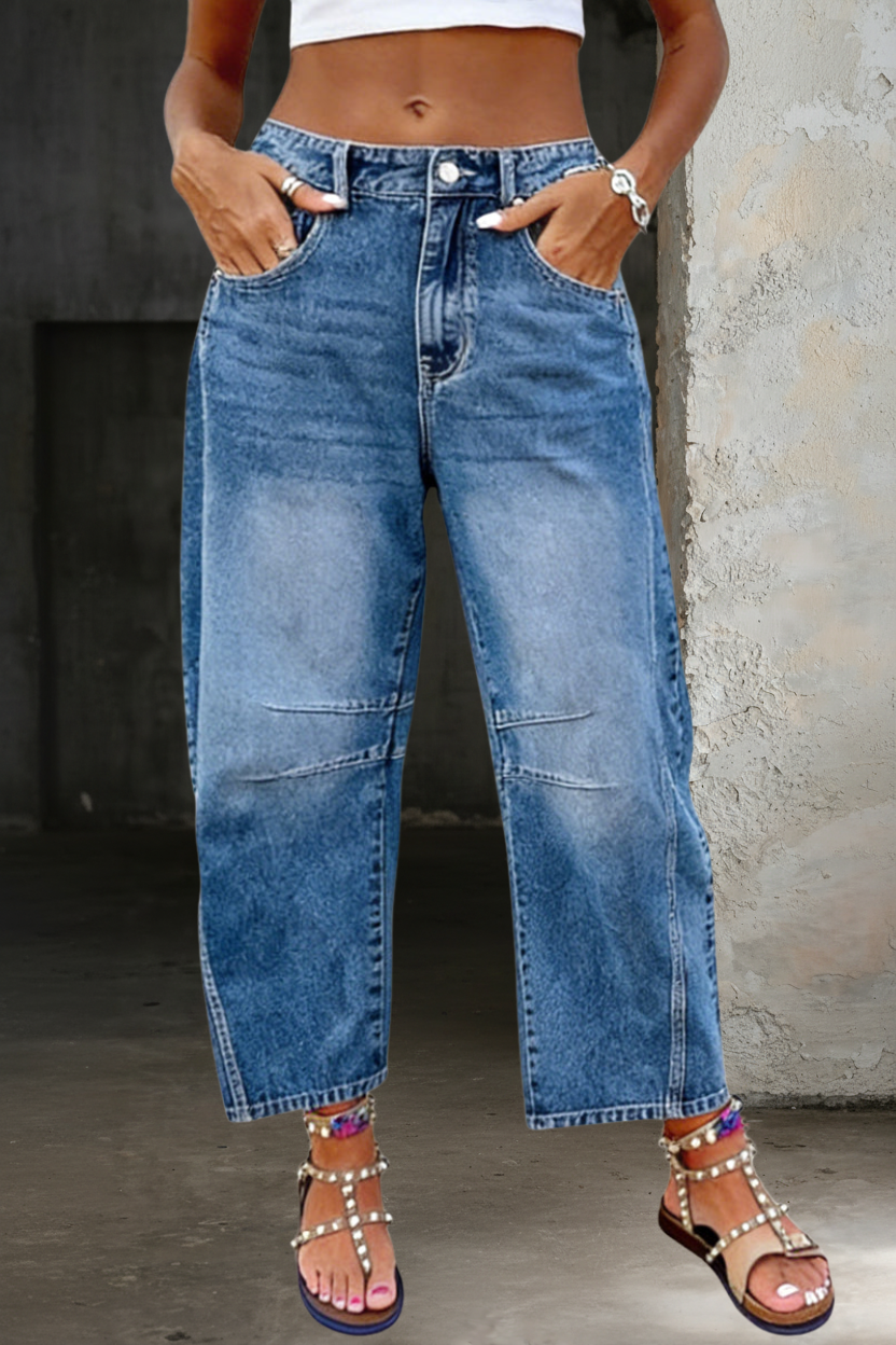 High Waist Barrel Leg Jeans