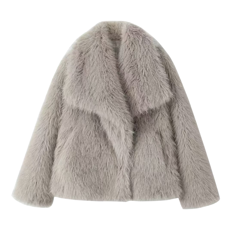 Faux Fur Shawl Collar Cropped Coat 5