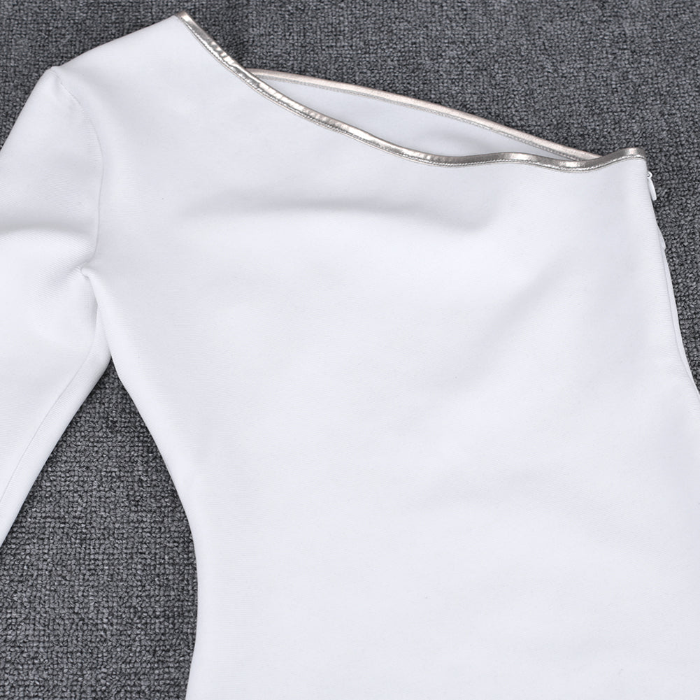 One-Shoulder Long-Sleeve Bandage Bodycon Mini Dress 10