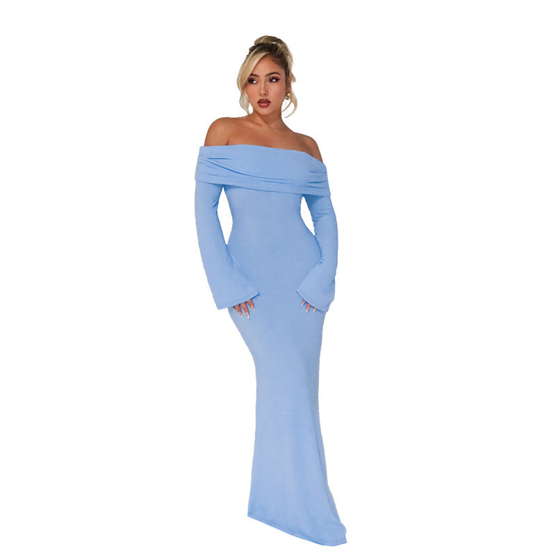 Off-Shoulder Long-Sleeve Bodycon Mermaid Maxi Dress 5