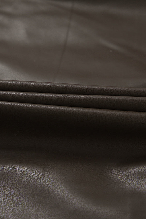 Chic Brown PU Crop Coat for Effortless Everyday Style