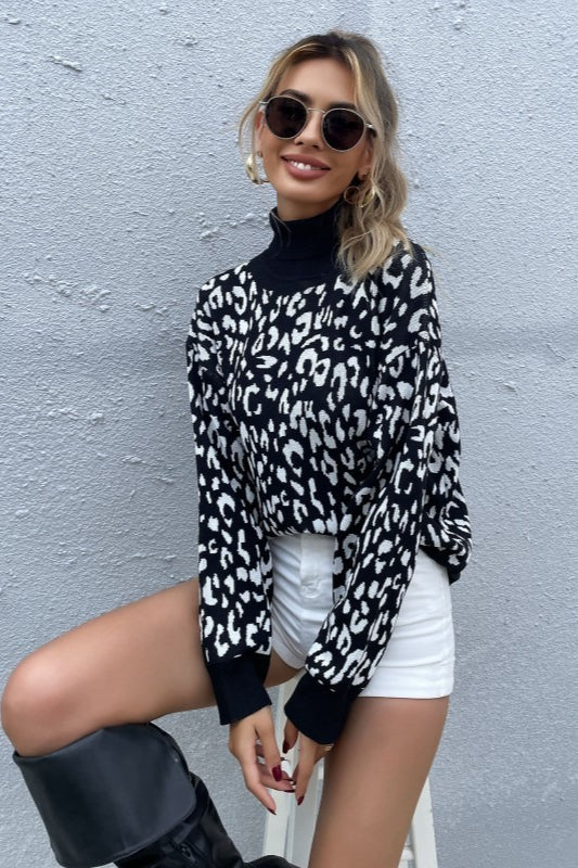 PrincessAce High Neck Jacquard Pullover Sweater in Style