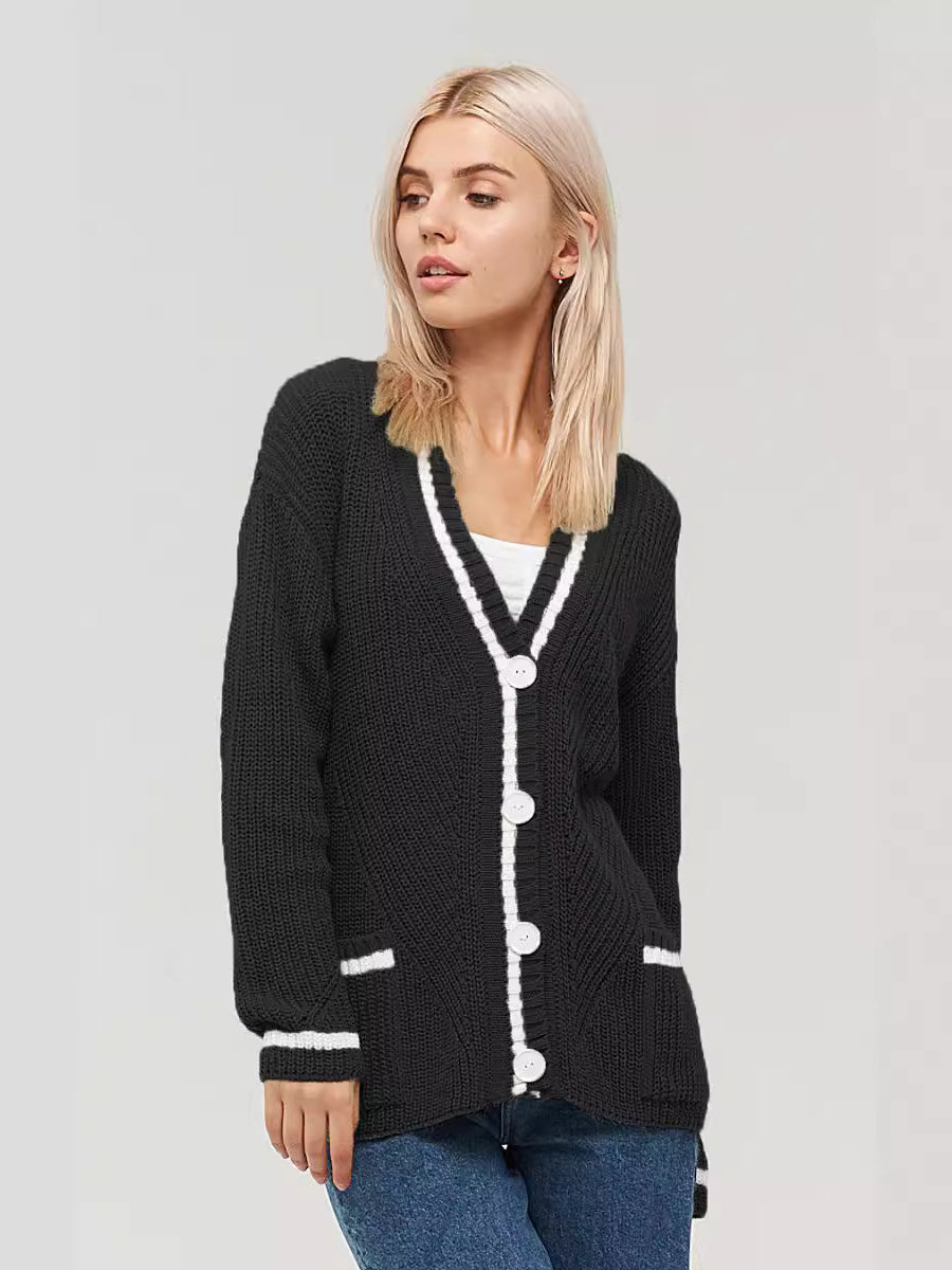 Sophisticated Colorblock Knit Cardigan for Stylish Layering