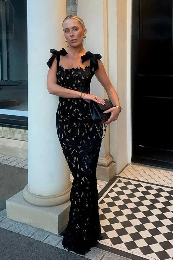 Sexy Hollow Out Slim Bow Lace Up Sleeveless Floral Dress