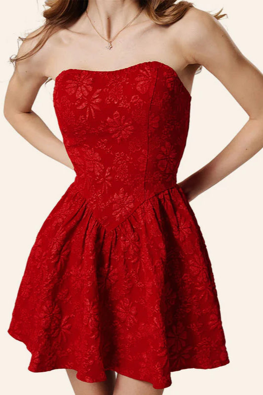 Sexy Off-Shoulder Cinched Waist Floral Puff Party Dress