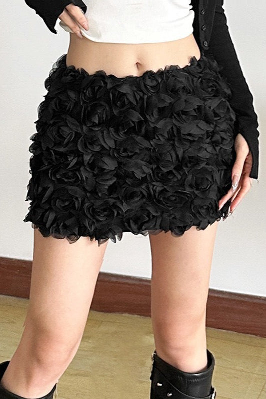 3D Floral Mini Bodycon Skirt