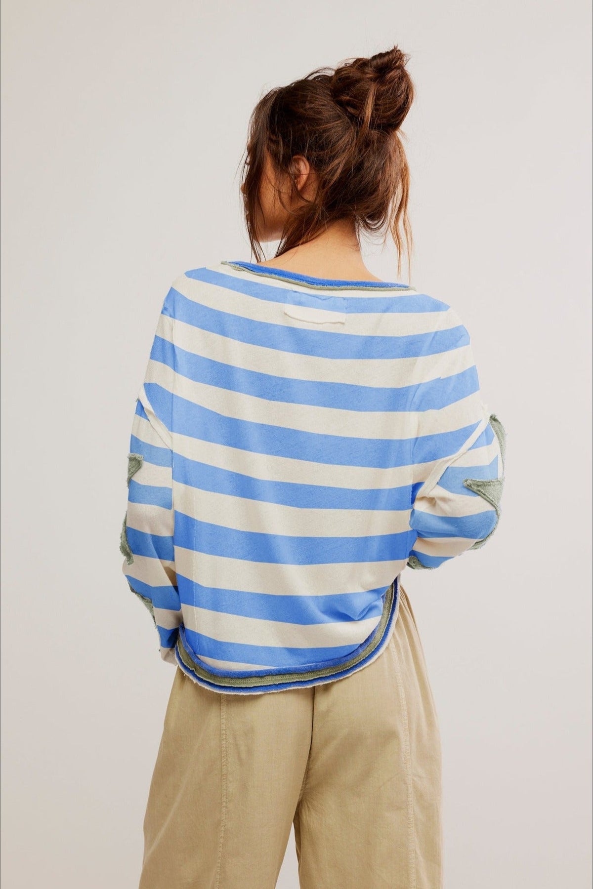 Star Sleeve Applique Stripe Sweatshirt 3
