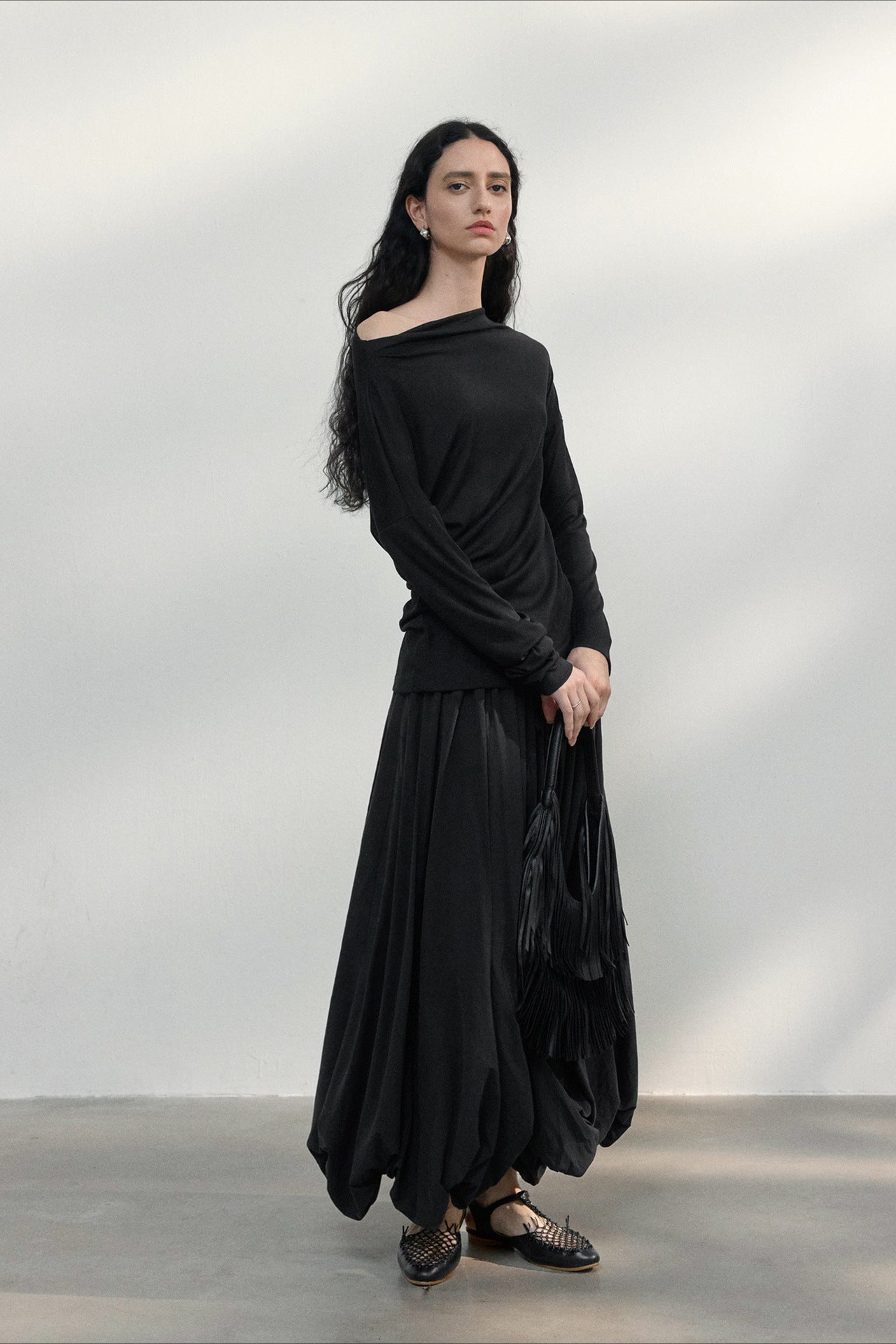 PrincessAce Asymmetrical One-Shoulder Fitted Sweater