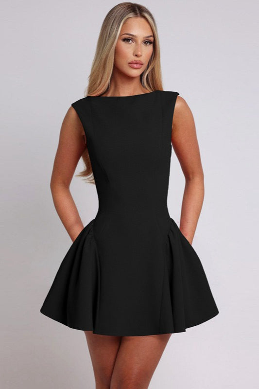 Solid Sleeveless Backless Bodycon Cocktail Dress - View 10