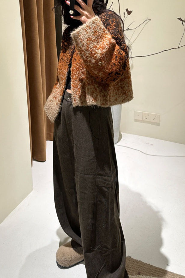 Zipper Front Gradient Knit Sweater