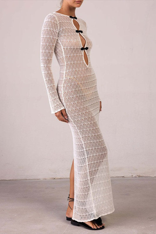 Cutout Split Bohemian Floor-Length Sweater Dress