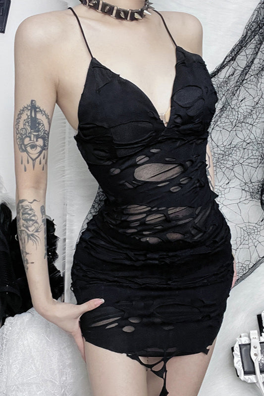 Distressed Strap Gothic Dress