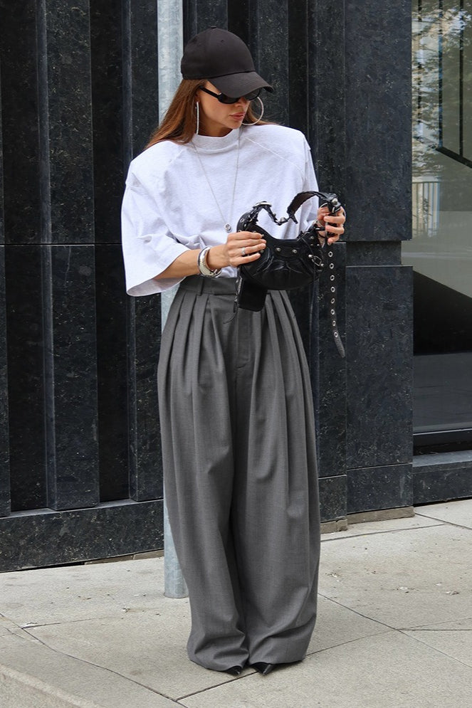 Vintage Pleated Wide-Leg Pants
