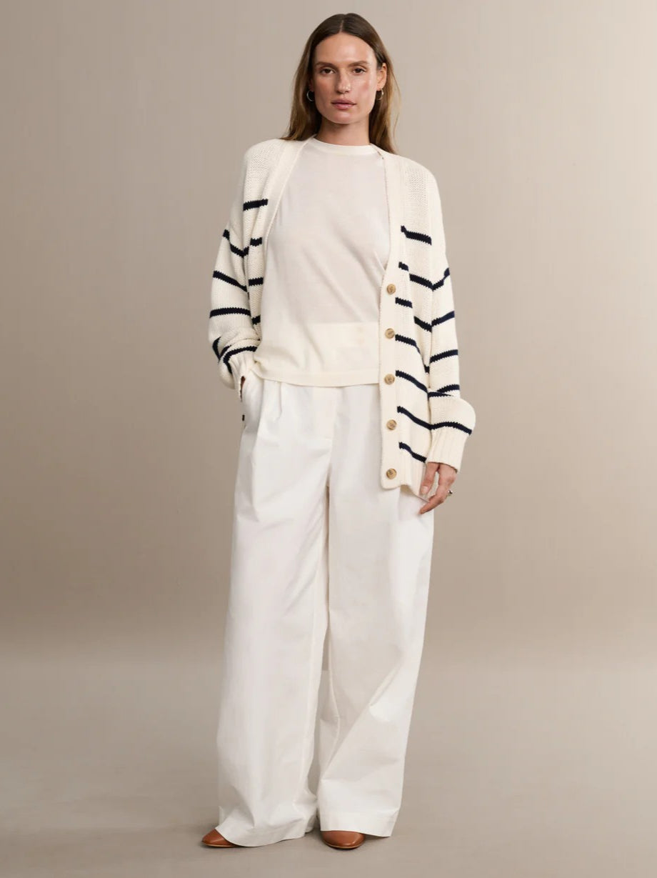 Elegant Striped Loose Knit Cardigan for Effortless Style