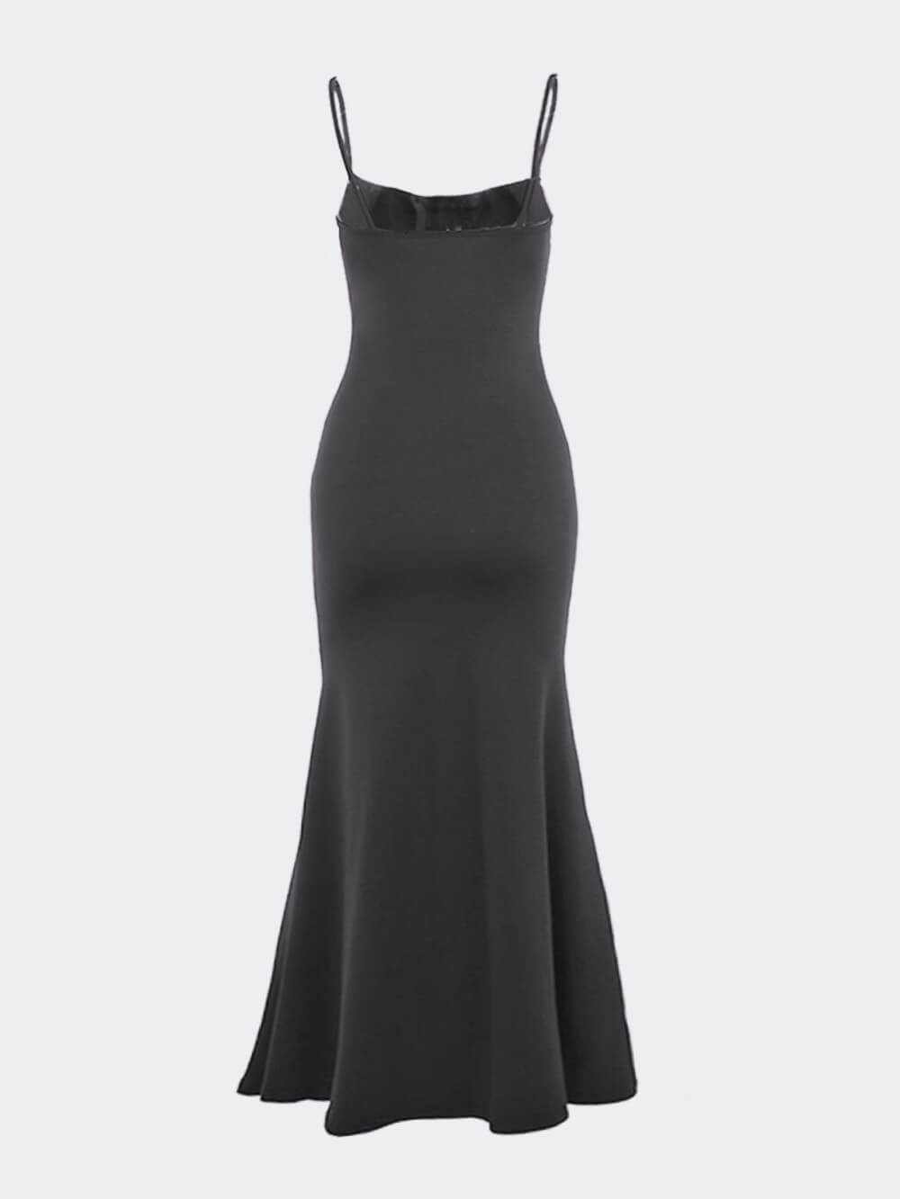 Spaghetti Strap Square Neck Corset Ruched Mermaid Maxi Dress - View 7