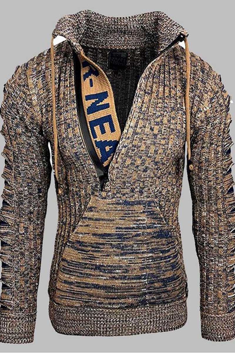 Men's New V Neck Long Sleeve Knitted Sweater - Fashionpara