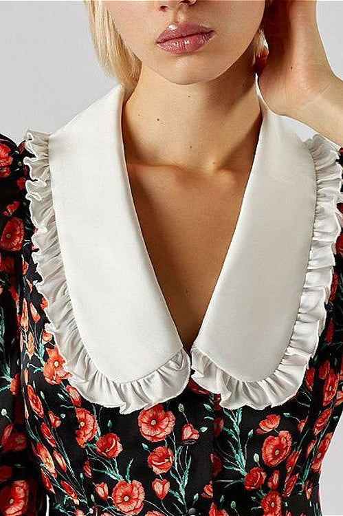 Floral Print Collared Long Sleeve Maxi Dress 4