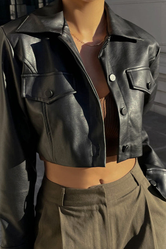 Zip-Up Faux Leather Coat 2