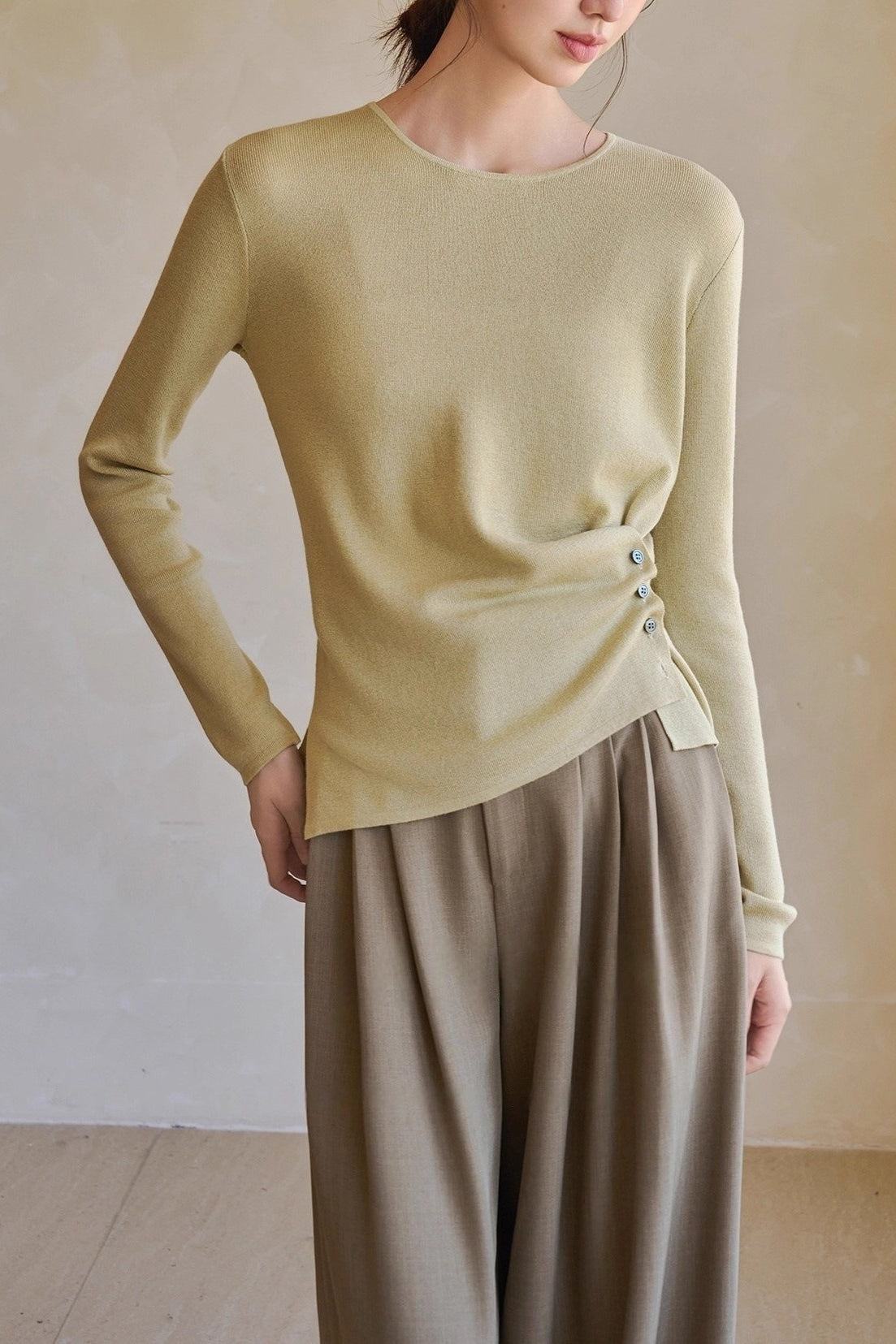 Fine Wool Asymmetric Knit Top