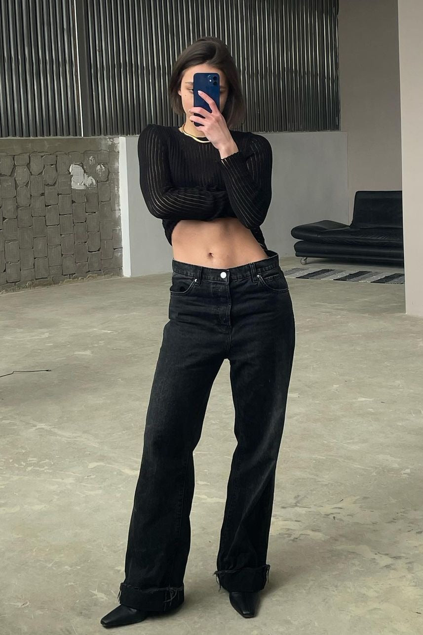 Ribbed Openwork Crew Neck Knit Sweater 4