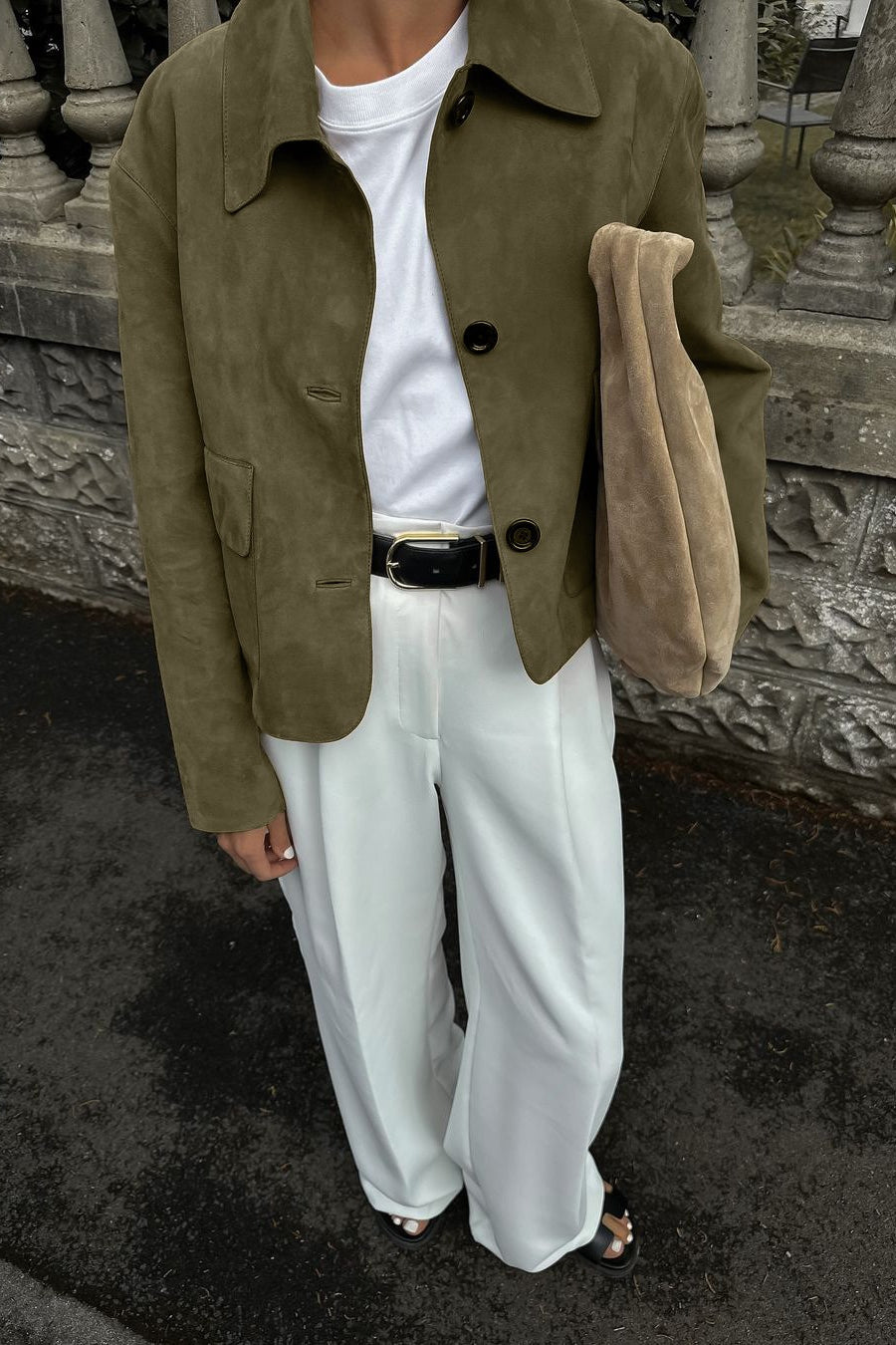 Commuter Solid Button Front Long Sleeve Coat - Fashionpara