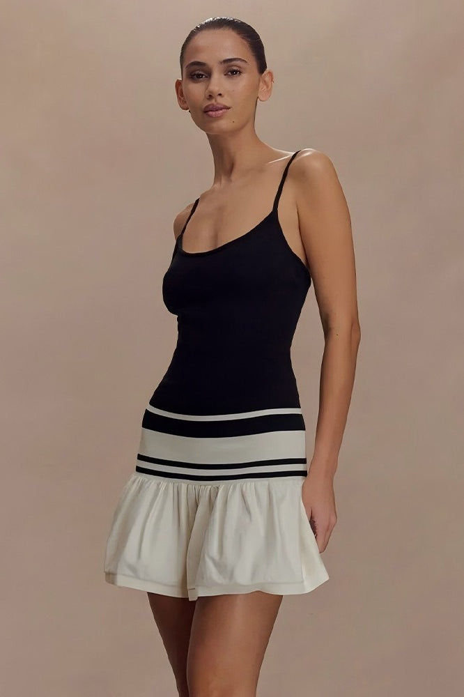 Scoop Neck Spaghetti Strap Drop-Waist Knit Mini Dress